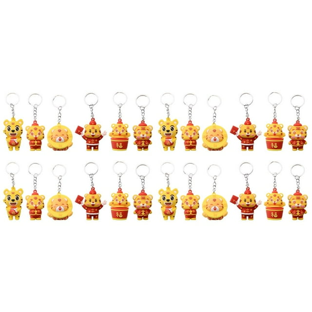 24 pcs Exquisite Tiger Shaped Pendants Creative Keychains Hanging Adornments
