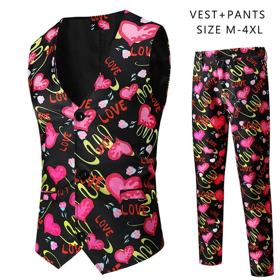 Azrian Men Suit Men's Fashion Valentine's Day Suit Vest   Suit Pants Two-piece Suit