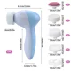 thumbnail image 1 of Cepillo de limpieza facial, cepillo facial corporal 5 en 1, impermeable, eléctrico, 2 velocidades de rotación para eliminar puntos negros, exfoliar y masajear (azul), 1 of 4