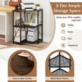 thumbnail image 6 of Costway Corner Printer Stand with Charging Station Adjustable Metal Mesh Shelf Brown, 6 of 11