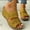 Yellow, variant on Aueoeo Women Flat Sandals, Women's Orthotic Sandals Summer Slip On Sandals Thick-Soled Slope With Embroidered Hollow Arch Support Sandals Slippers