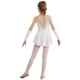 thumbnail image 2 of TSSOE Kids Girls Figure Ice Skating Dress Sleeveless Lyrical Ballet Dance Leotard Dresses with Gloves White 14, 2 of 7