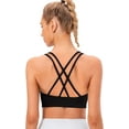 thumbnail image 3 of Women's Cross Back Sports Bra Padded Strappy Medium Support Yoga Bra for Workout Fitness 3 Pack, 3 of 6