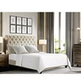 thumbnail image 1 of Rosevera Corrine Upholstered Bed Frame with Button Tufting Headboard/Adjustable Headboard/Rolled Head Headboard Bed Frame/Wood Slat Support/Easy Assembly,Queen,Classic Beige, 1 of 4