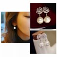 thumbnail image 6 of EOEMY Earrings Luxury Eardrop Rose Flower Pearl Ear Stud Earrings Dangle Wedding Gift, 6 of 9