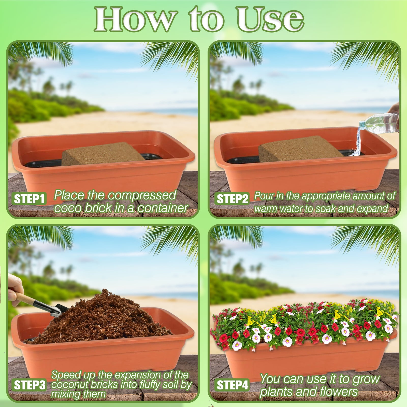 ZeeDix 10lb of  100% Organic Coco Coir Bricks with Low EC and pH Balance High Expansion Coco Fiber for Herbs, Flowers,Plants Gardening Renewable Coconut Soil