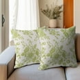 thumbnail image 5 of Green Cream Floral Pillow Covers 20x20 Inch Set of 2 Spring Floral Chartreuse Green Vintage Flower Throw Pillow Covers Chinoiserie Pillowcases Cotton Linen Cushion Covers for Couch Bed Sofa Home Decor, 5 of 6