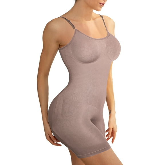 Cinvik Bodysuit Shorts Shapewear Women Shaper Slim Crew Neck Spaghetti Strap 1PCS Polyamide S