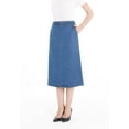 thumbnail image 3 of Blue Tencel A-Line Denim Midi Skirt with Knit Waistband Belt and Pockets, 3 of 4