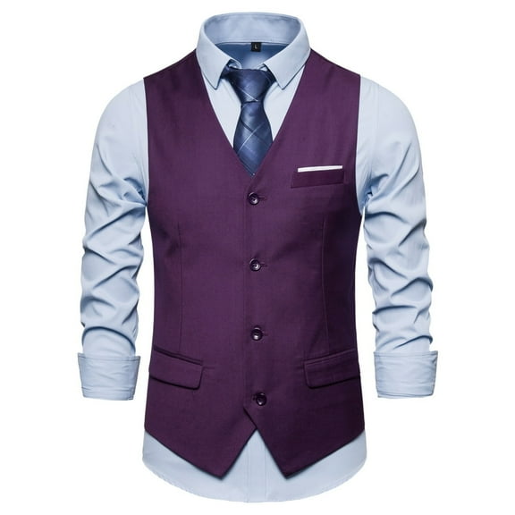 YODETEY Men'S Autumn Winter formal Bussiness Tuxedo Suit Waistcoat Vest Jacket Top Coat