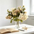 thumbnail image 5 of White Artificial Rose Bouquet Faux Mixed Flowers Centerpiece 11.81x3.15in for Bedroom Table Wedding Home Decor, 5 of 7