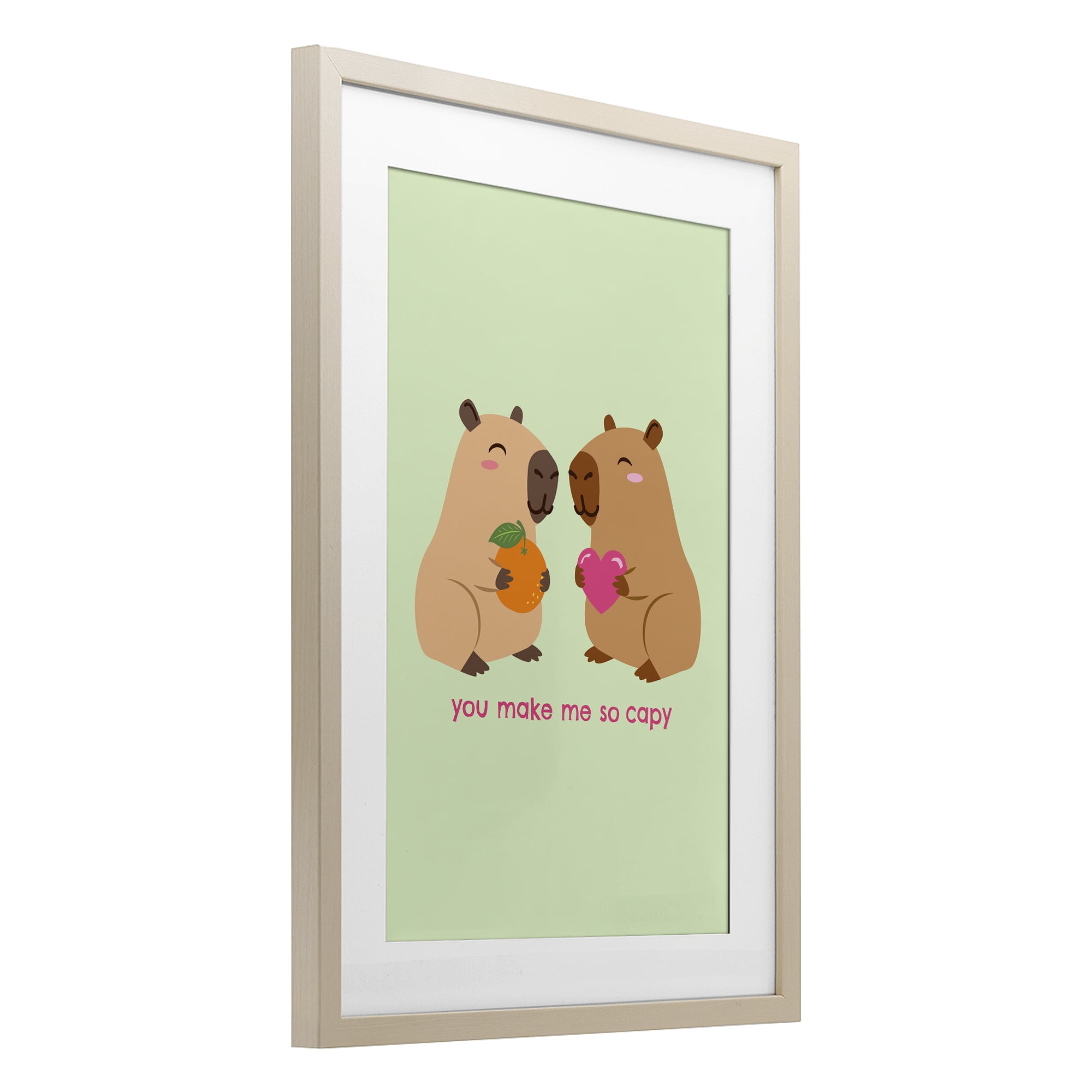 You Make Me So Capy Birch Framed Print Under Glass, design by Emily Dumas