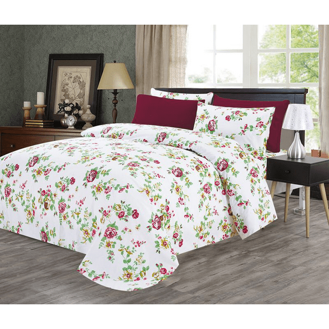 Hotel Club 1200 Ensemble de Draps Imprimés Ultra Doux 6 Pcs (Full, Garden)