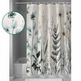 thumbnail image 3 of Extra Long Shower Curtain 72x96 Inch, Vintage Floral Leaves Shower Curtain Waterproof Bathroom Decor Summer Botanical Fabric Bath Curtain Set Accessories with Hooks, 3 of 6