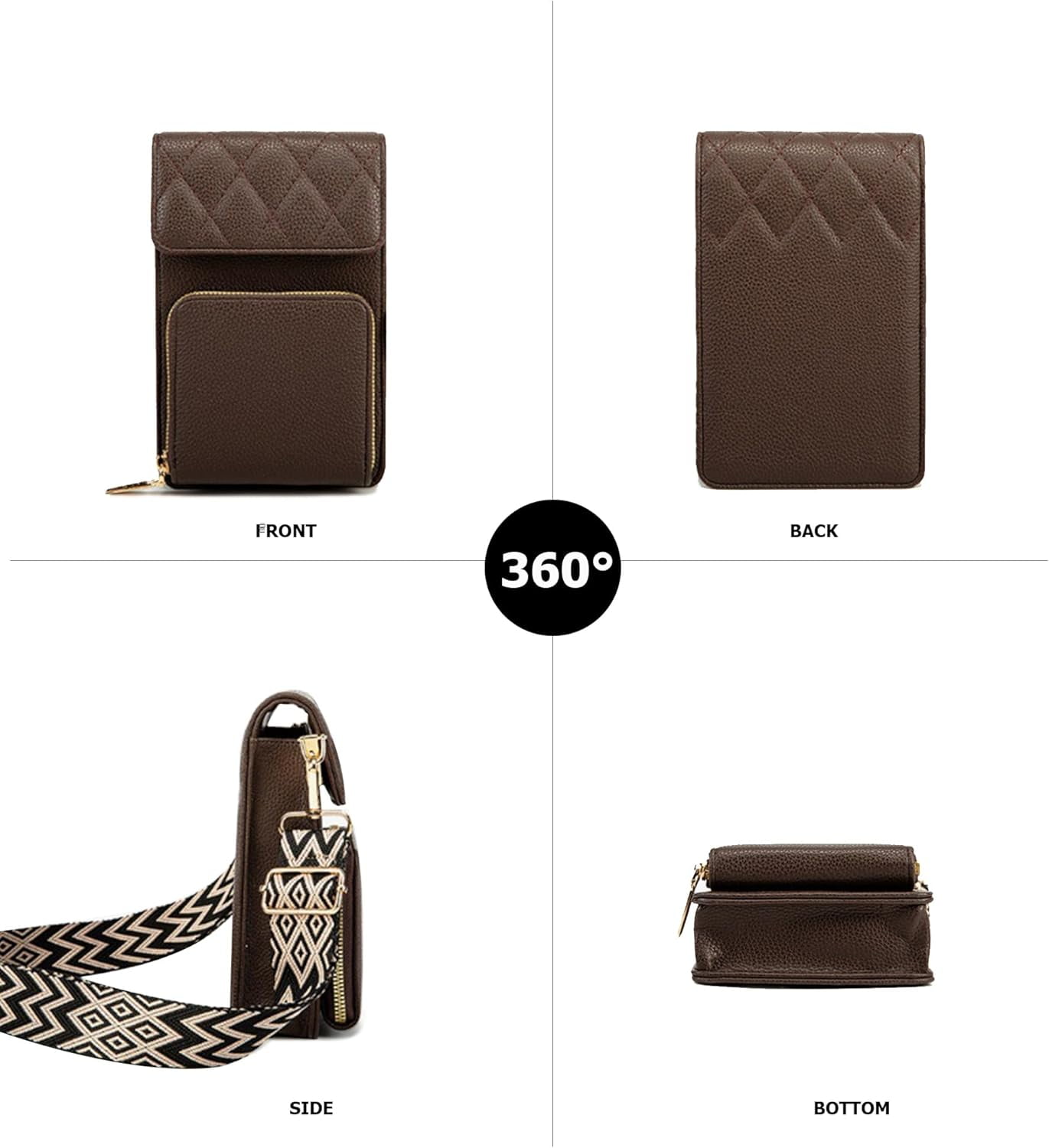 Small Leather Crossbody Bag for Women with Guitar Strap Mini Crossover Bags & Shoulder Purses with 2 Card Slots