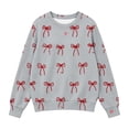 thumbnail image 4 of AGWOLF Girls Christmas Sweaters Long Sleeve Knit Kids Pullover Bow Graphic Crewneck Cute Sweater Tops for 5-15 Years, 4 of 6