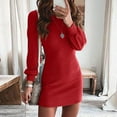 thumbnail image 3 of CAICJ98 Sweater Dress For Women Plus Size Women Turtleneck Long Sleeve Knit Pullover Sweater Bodycon Mini Dress Red,S, 3 of 5