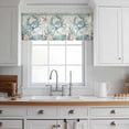 thumbnail image 3 of Teal Coastal Crab Valance Curtains for Kitchen/Living Room/Bathroom/Bedroom Window, Rod Pocket Small Topper Half Short Window Curtains Voile Sheer Scarf, Vintage Summer Beach Nautical Coral 42"x18", 3 of 8