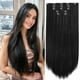 thumbnail image 1 of StrRid Clips de extensión de cabello negro natural de 26 pulgadas de largo invisible recto grueso sintético extensiones con clip en 5 piezas de fácil instalación falsos postizos suaves para mujeres bo, 1 of 5