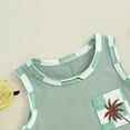 thumbnail image 4 of COMVALUE Boys Boho Sleeveless Tank Top Tropical Print Shorts Set 2 Piece Outfit (Green, 6-12M), 4 of 8