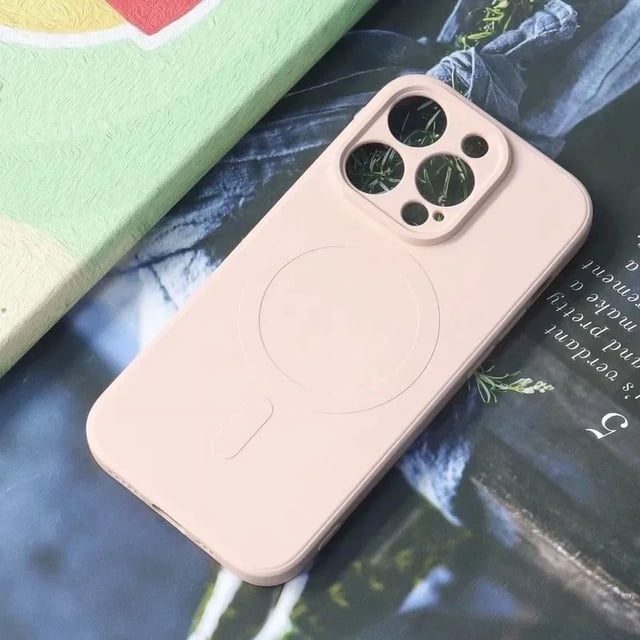 Liquid Silicone Case For iPhone 16 15 14 13 12 11 Pro Max Plus Phone Magnetic Wireless Charger For Magsafe Shockproof Back Cover Pink For iPhone 11 Pro