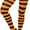 Black w/ Orange Stripes, variant on ToBeInStyle Womens Vibrant Horizontal Wide Striped Thigh High Stockings - Black w/ Orange Stripes - One Size