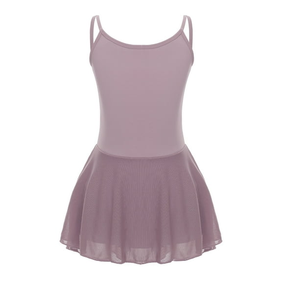 Alvivi Kids Girls Camisole Ballet Dance Tutu Dress Gymnastics Skirted Leotard Performance Dancewear Dusty Pink 2-3