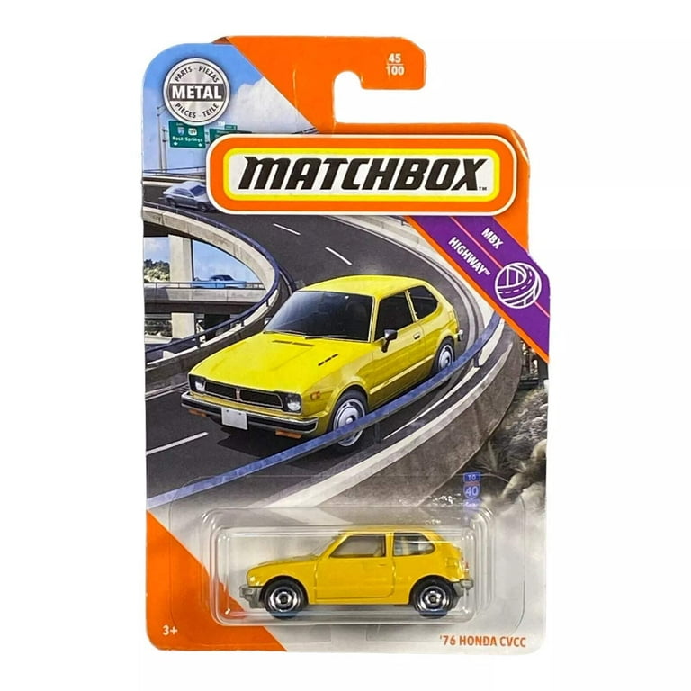Matchbox MBX Highway (2019) Yellow '76 Honda CVCC Toy Car 45/100