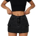 thumbnail image 1 of EnJoCho Jupe Cargo en Denim pour Fille Y2K Taille Basse Bouton Bodycon Jupe en Denim Ajustée Mini Jupe avec Poche à Rabat Robe Décontractée en Coton pour Bébé Fille, 1 of 5