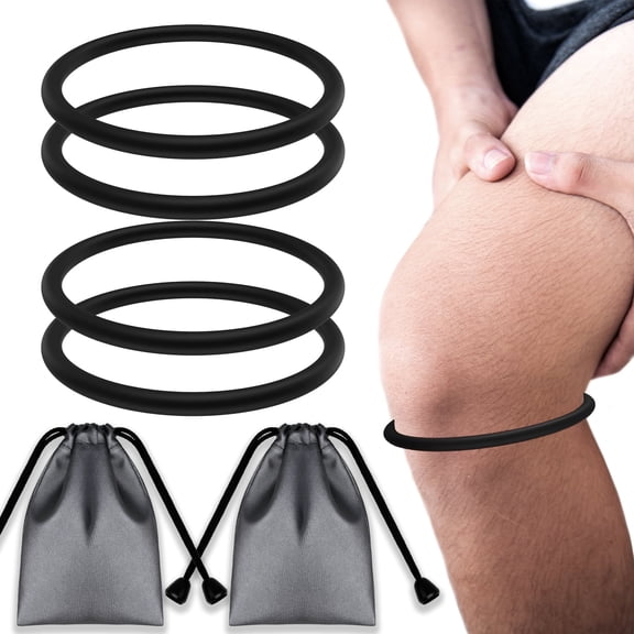 4PCS Patellar Tendon Support Strap for Pain Relief,Silicone Knee Band for Soccer,Basketball,Running,Jumpers ,Tennis,Fixed Knee Stabilizer Rings for Women and Men Stabilization (Black)