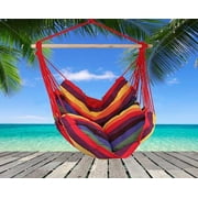 Tree Hammock Red Multicolored Swing Fabric Hammock With Two Pillow Cushions Christmas Gift Summer Fun Camping Relaxing Hammock With Rope For Hanging Great For All Ages