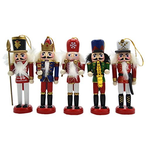 Anlydia 5pcs Wooden Nutcracker Ornament Set Handpainted Assorted Set 5 ...