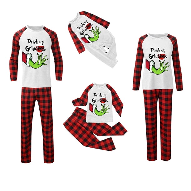 Pijamas navideños a juego Grinch - TKing Fashion 2024 Nuevos conjuntos de pijamas navideños familiares a juego Grinch, pijamas navideños navideños para parejas, adultos y niños, Mujer XXXL