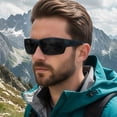 thumbnail image 3 of KANASTAL Black Sports Sunglasses Mens Wrap Around Polarized Womens Rectangular TR90 Curved Running Cycling Golf Driving Fishing UV400 - Matte Black, 3 of 8