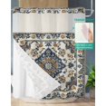 thumbnail image 2 of No Hook Shower Curtains with Snap in Liner, Navy Blue Brown Southwestern Fabric Shower Curtain, Boho Retro Geometric Ethnic Double Layers & See-Through Top Window Bathroom Curtains 72''x72'', 2 of 6