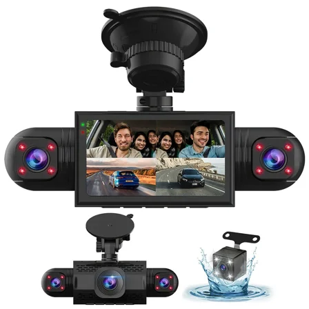 4 Channel Dash Cam 1080P HD Driving Recorder G-Sensor Car Front Rear Inside Cam