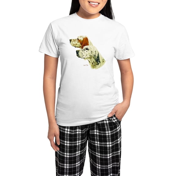 CafePress - English Setter Women's Light Pajamas - Women's Short Sleeve Print T-Shirt and Pants Light Cotton Pajama Set