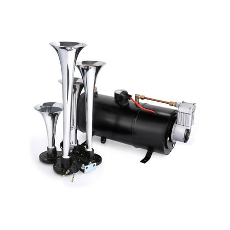 Bad Boy Air Horns - 4 Trumpet Train Air Horn Kit Compressor for Almost Any Vehicle Trucks Car SUV WSY