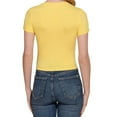 thumbnail image 4 of Simply Fashion Women's Ribbed Crop Top – Short Sleeve Crew Neck Fitted Tee – Stretch Rayon Spandex Knit,brightyellow,small, 4 of 4