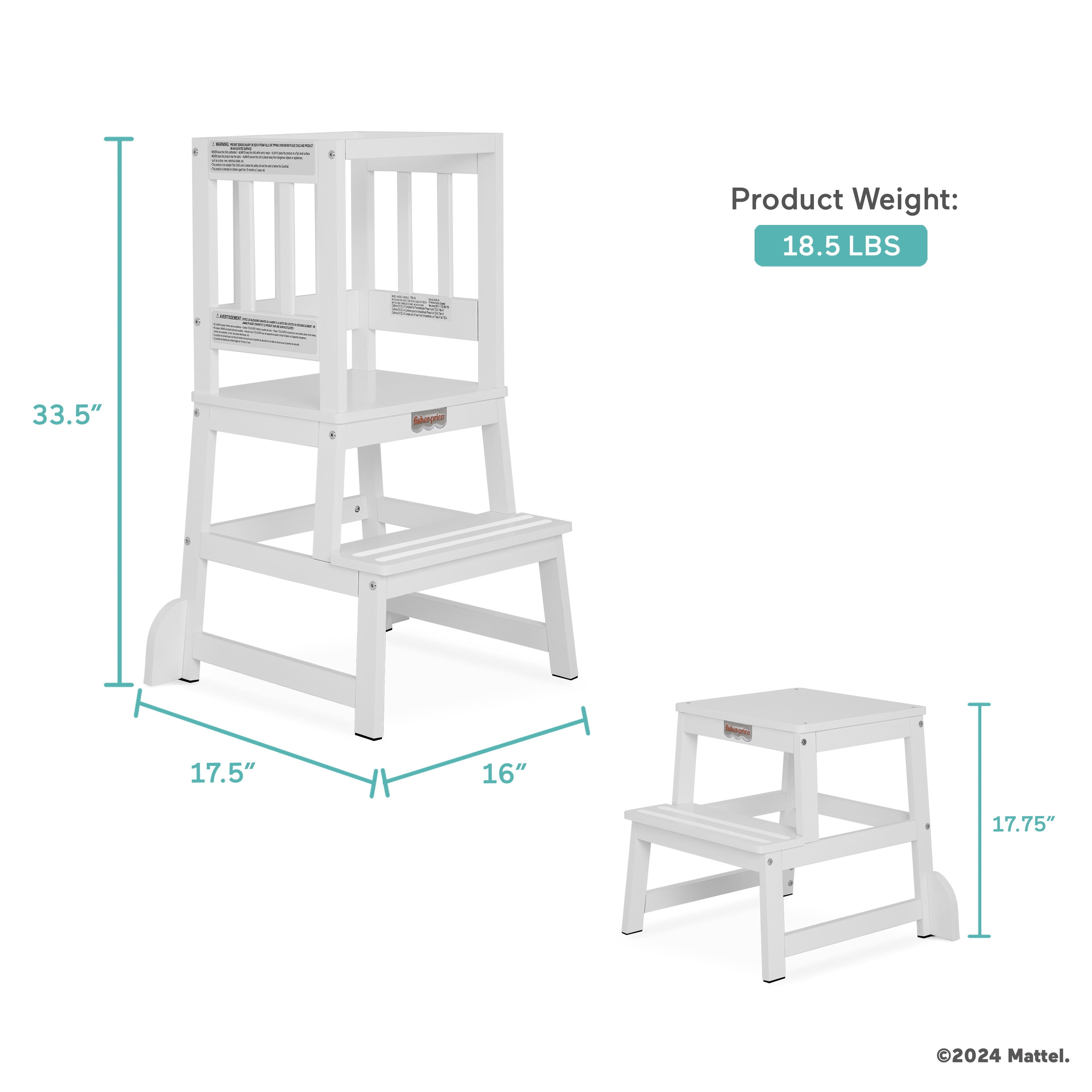 Fisher-Price Play Learn Laugh Step Stool by Dream On Me, White