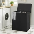 thumbnail image 3 of 154L Double Laundry Hamper with Lid and Removable Laundry Bags, Large Dirty Clothes Hamper 2 section Collapsible Laundry Basket Dorm Room Storage for Bedroom, Bathroom, College, Black, 3 of 7