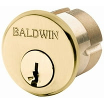 Baldwin 8321003 1 in. Mortise Cylinder C Keyway, Lifetime Polished Brass