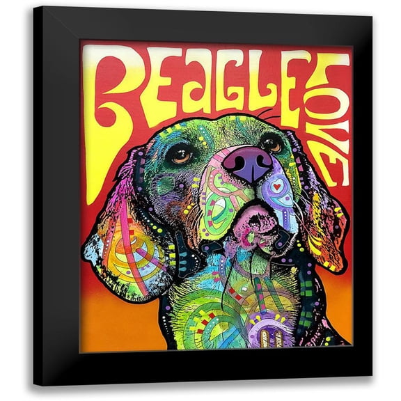 Dean Russo Collection 12x14 Black Modern Framed Museum Art Print Titled - Beagle Love