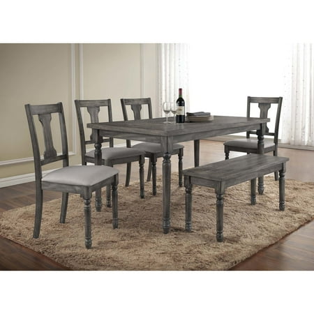 Best Master Furniture Demi Grey Wood and Veneer Distressed Dining (The Best Dining Tables)