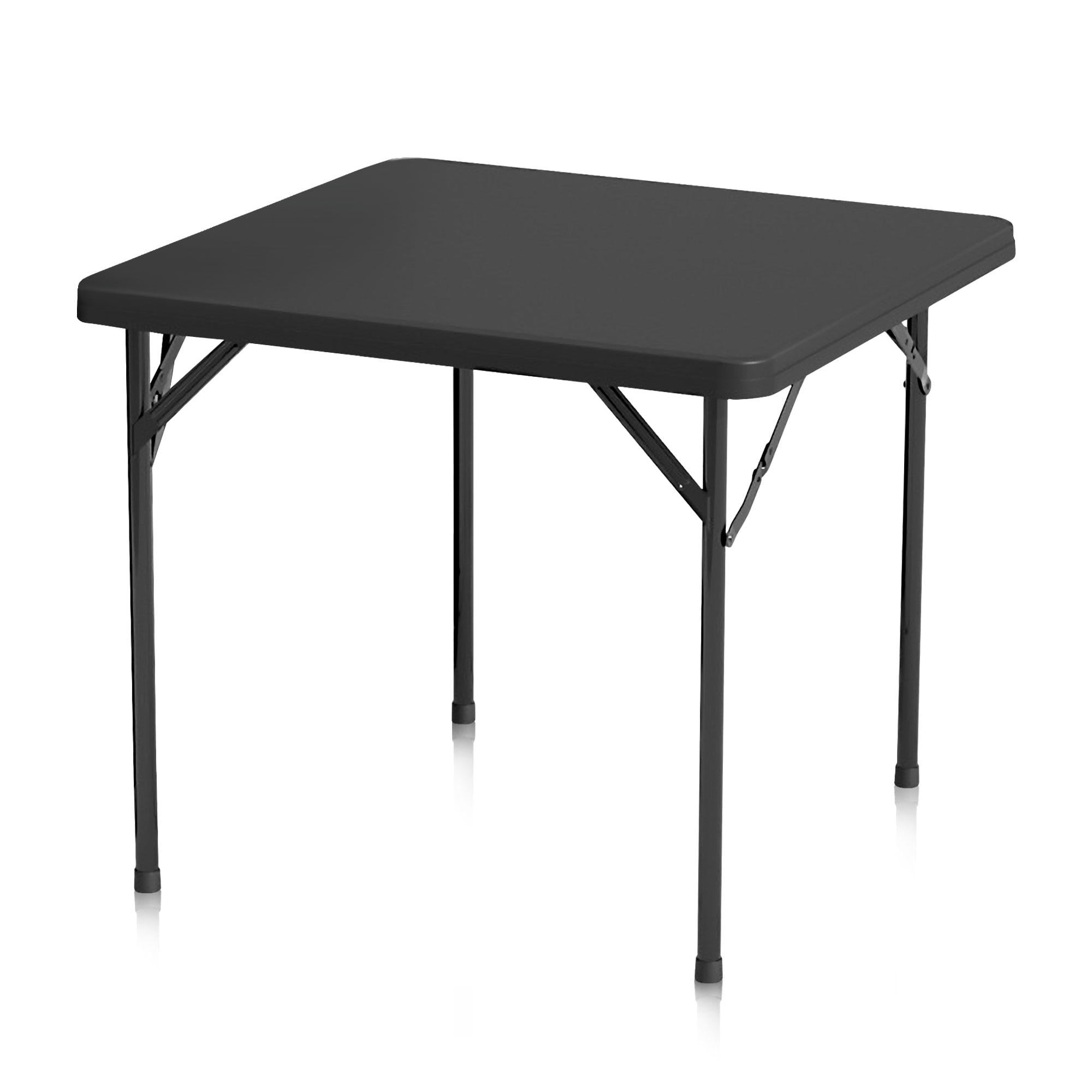 Portable Square Folding Card Table with Collapsible Legs and Vinyl Top Black Walmart