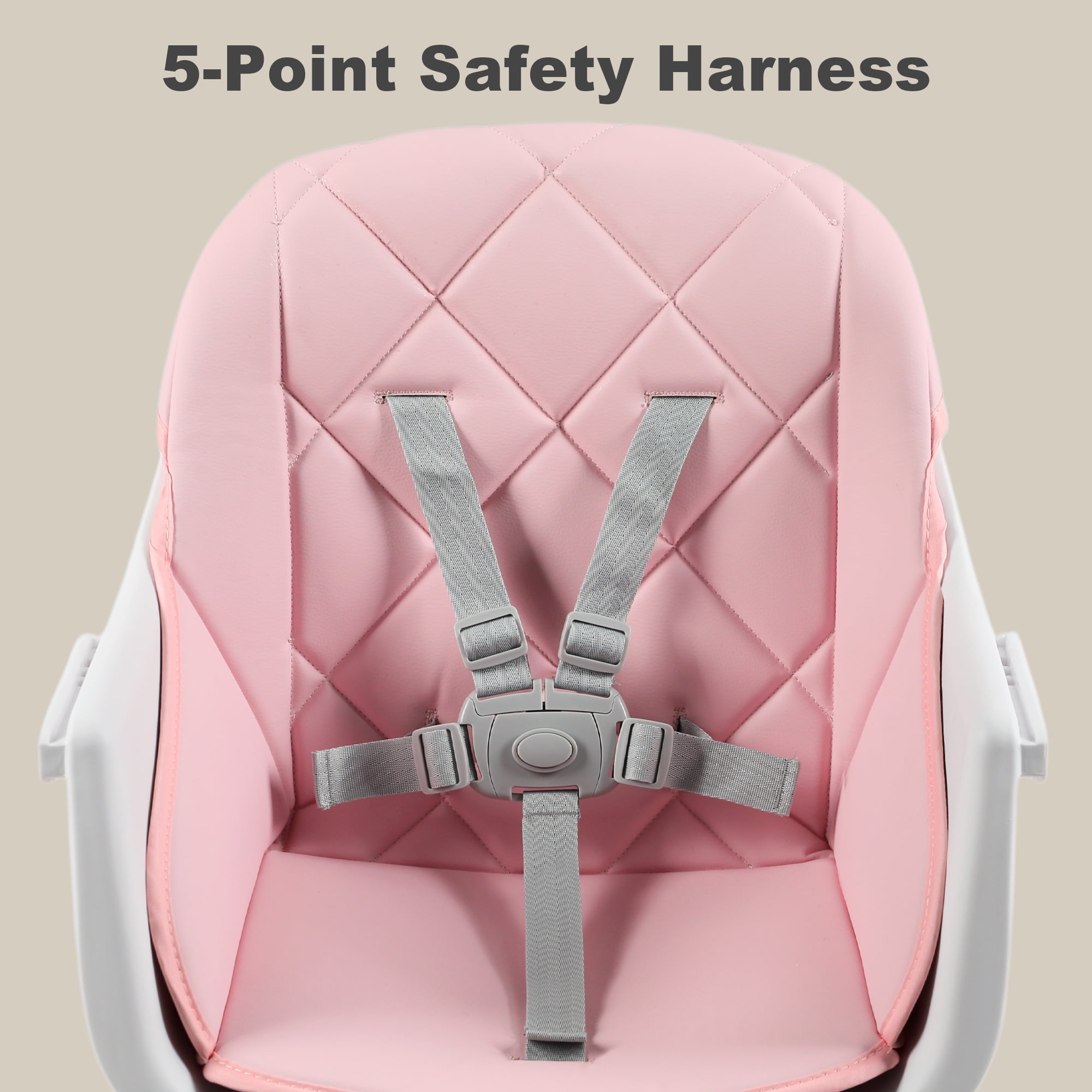 AILEEKISS 7 in 1 Wooden Baby High Chair for Toddler, Infant Feeding Chair with Removable Tray, Pink
