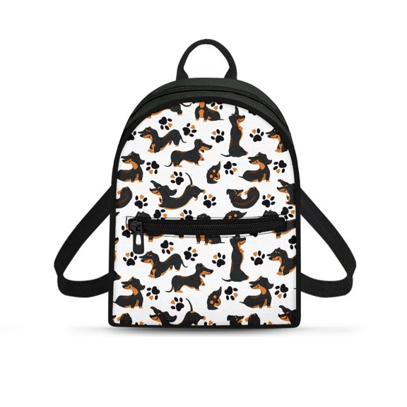 Eheartsgir Dachshund Paw Print Design Mini Backpack, Lightweight Polyester Mini Purses for Outing Travel, Adjustable Strap Small Travel Backpack