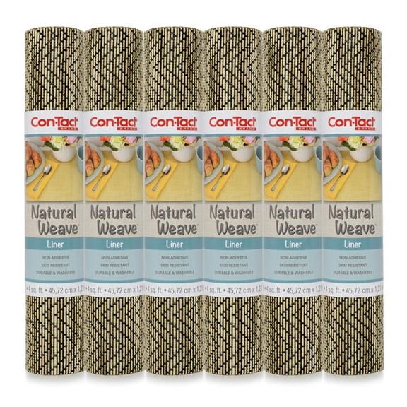 Con-Tact Brand   Con-Tact Brand Natural Weave Non-Adhesive Contact Shelf and Drawer Liner, 12' x 4', Zig Zag Black/Ivory, (6 Rolls)
