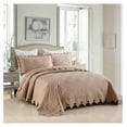 thumbnail image 3 of 3-Piece 100% Cotton Oversized Bedspread Lightweight Quilt Coverlet Embroidery Farmhouse Bedding Set (TK Pale Taupe Camel, Queen (100"x106")), 3 of 9