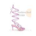 thumbnail image 3 of Perphy Snakeskin Print Strappy Lace Up Stiletto Heel Sandals for Women Purple (Size 8), 3 of 4